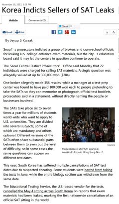 Korea Indicts Sellers of SAT Leaks 1