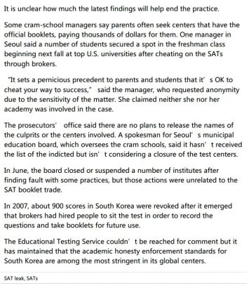 Korea Indicts Sellers of SAT Leaks 2