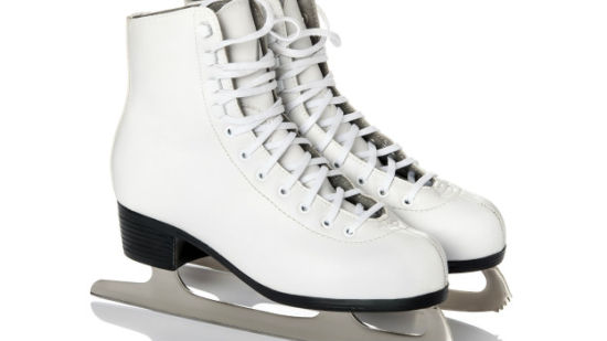 This is a pair of womens ice skates. The blades are about 4mm thick