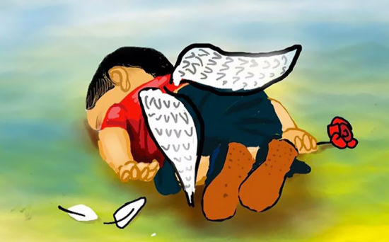 双语:艺术家用画笔哀悼叙利亚3岁溺亡男童_新浪教育_新浪网