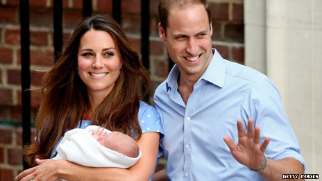 William and Kate, the Duke and Duchess of Cambridge, with their son