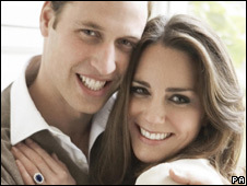 An official engagement photo of Prince William and Catherine Middleton