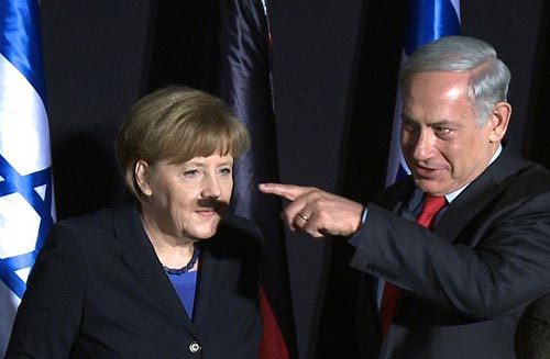 Picture of Netanyahu casting 'Hitler mustache' shadow on Merkel goes viral