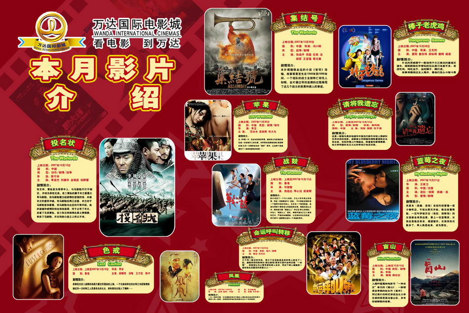 北京万达影城2007年12月影片上映安排