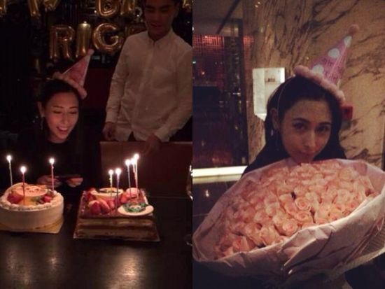 程颖婕生日收到王令尘的一大束玫瑰花和心心蛋糕。