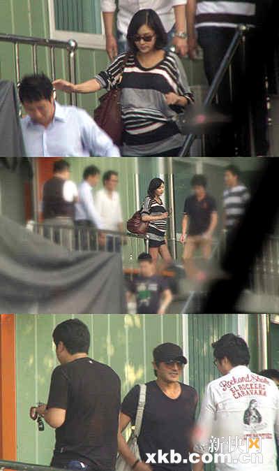 高小英挺大肚陪张东健拍广告