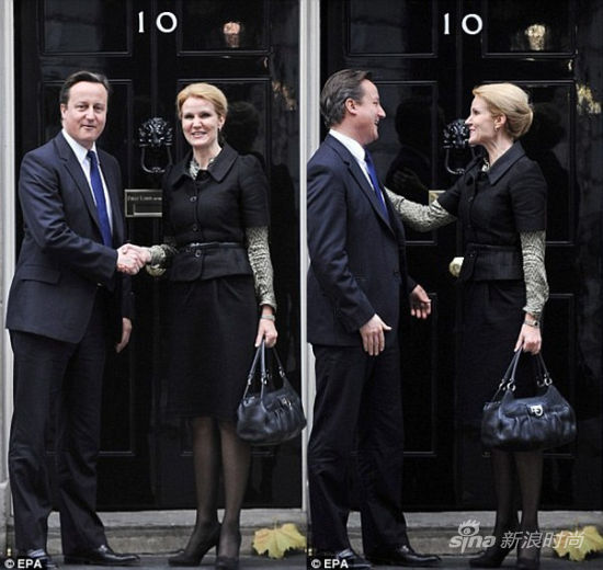 2011年，当选丹麦首相后托宁-施密特第一次出访伦敦，和英国首相卡梅伦见面