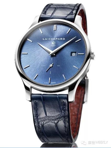 萧邦 L.U.C XPS Poinçon de Genève腕表 独具匠心的蓝灰色表盘，“小三针”的表盘布局则是老派绅士的代名词。