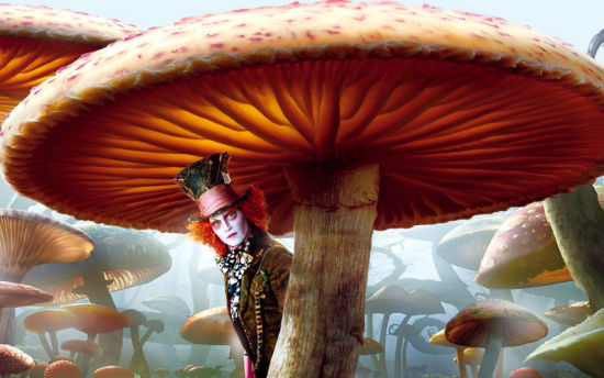 爱丽丝梦游仙境中的巨大蘑菇