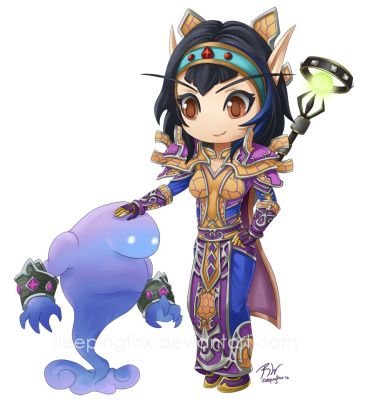血精灵女法师和她的宠物