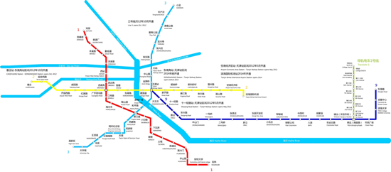 天津地铁2号线线路图