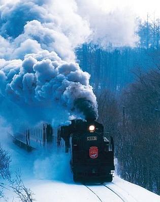 日本北海道冬天的冰雪景色