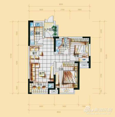 图为新西湖小镇78方户型图