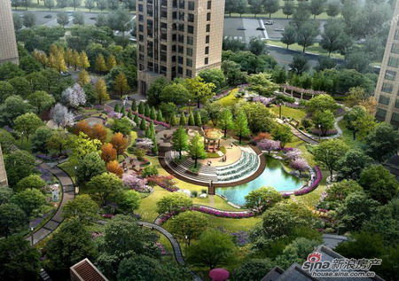 图为蓝爵公馆台地园林整体效果图