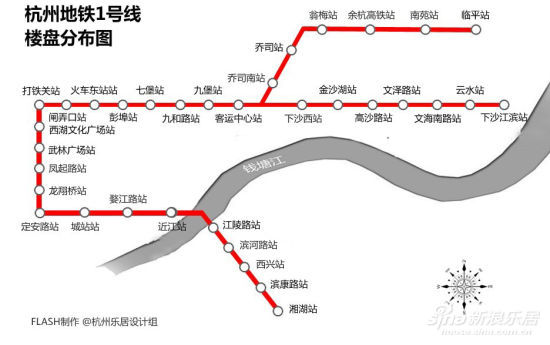 图为杭州地铁1号线线路图