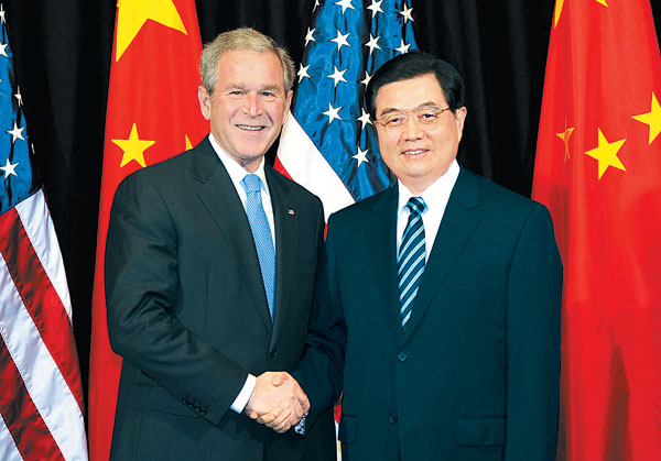 胡锦涛主席会见布什总统_新浪军事_新浪网