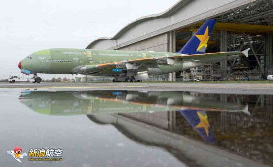 日本天马航空首架空客a380完成结构总装图