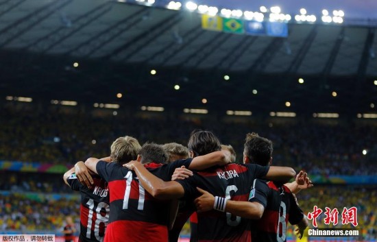 德国7比1大胜巴西改写世界杯多项纪录