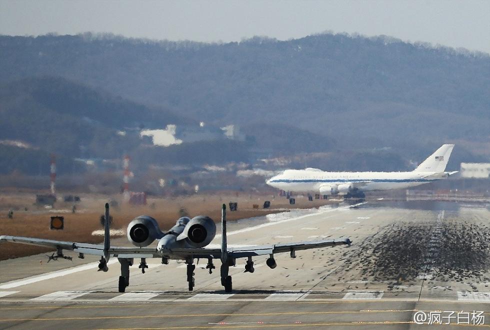 美防长到韩国战机开道