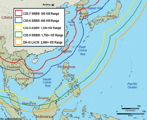 资料图:美军公布的中国战略导弹攻击范围