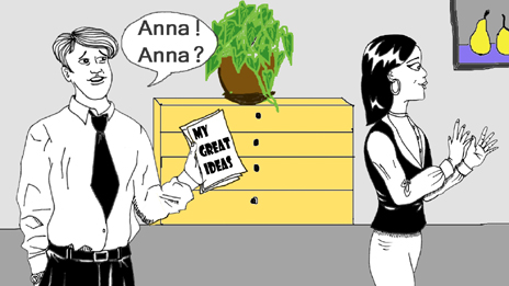 Tom tries to share his ideas with Anna