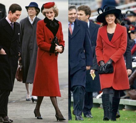 凯特王妃穿衣延续Sloane Ranger风格，于是两代王妃的对比图满天飞