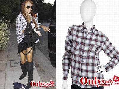 Lindsay Lohan ңAmerican Colors Two Pocket Flannel Button Down Shirt $195