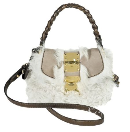 MiuMiu皮草裝飾手袋