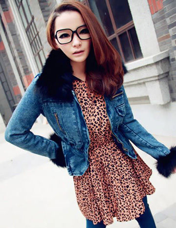 束腰牛仔小棉服