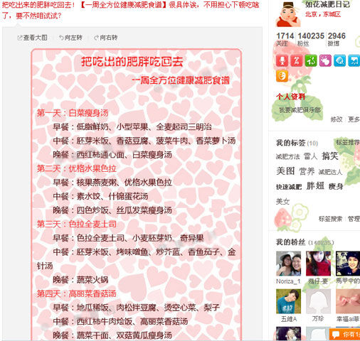 一周激瘦健康减肥食谱