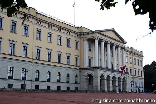 Flags are flying at half-staff in Norway Royal Palace gate