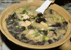 中国山东青岛特色菜：崂山菇炖鸡 -  