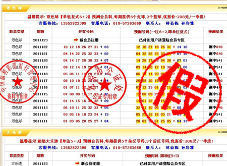 虚假彩票网站页面截图