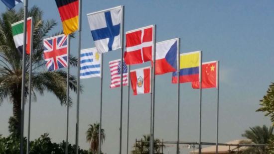  五星红旗在赛场飘扬