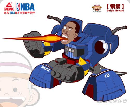 NBA漫画-球星版变形金刚 魔兽霍华德变霸王龙