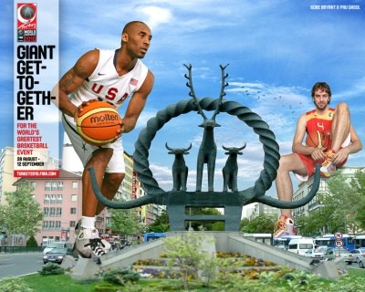 图文-2010年FIBA男篮世锦赛海报 湖人双煞聚首