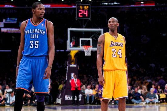 科比:雷霆二少很像我 杜兰特:8岁开始看他打球