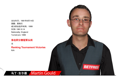 010斯诺克上海大师赛球员介绍之马丁-古尔德(
