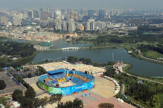 图文-航拍北京奥运场馆 沙滩排球场地理位置极佳