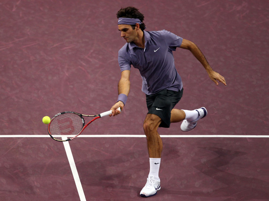 图文巴塞尔赛费德勒速进8强费德勒网前截击