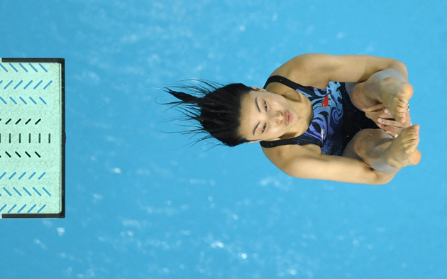图文奥运女子跳水三米板郭晶晶动作质量极高