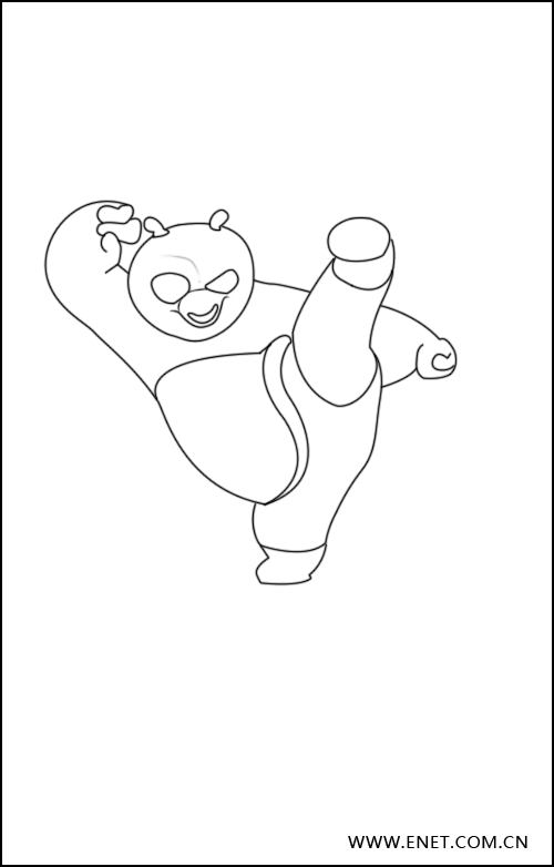 > 正文   用钢笔工具延着轮廓基线从熊猫的头部开始勾线   继续刻画