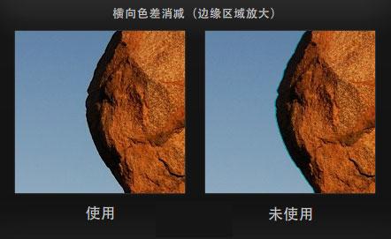 没有暗角的锐利画质: 横向色差消减