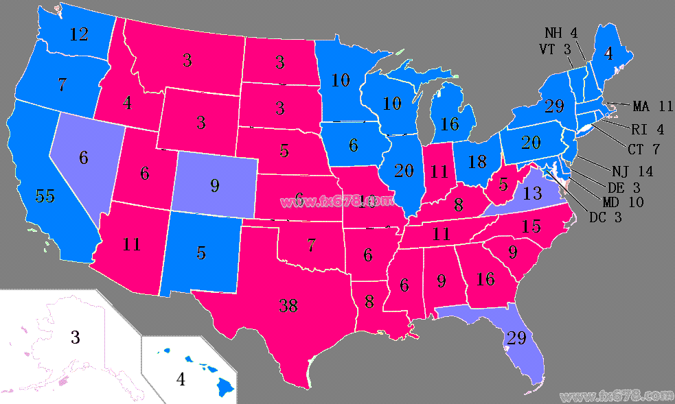 美国总统选举地图图片
