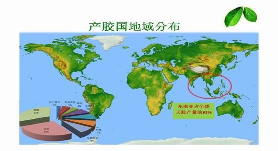天然橡胶产区集中于东南亚地区.