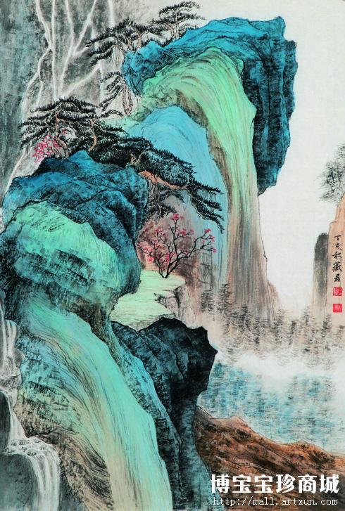 藏君青绿山水镜心