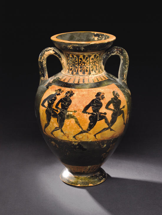 滚动新闻 正文     黑像式泛雅典娜奖"安法拉"罐,古希腊作品,制作于