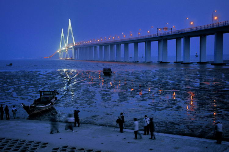 杭州湾跨海大桥夜景图片