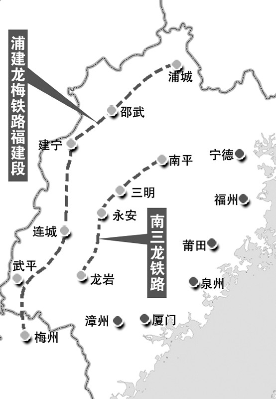 南三龍鐵路浦建龍梅鐵路有望今年開建