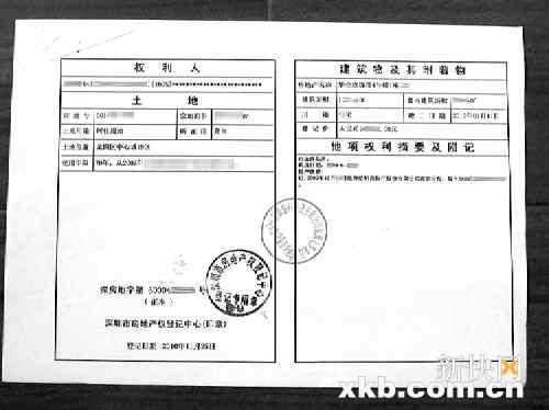 深圳房产证图片